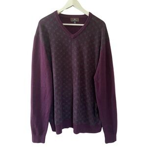 Vintage Toscano Firenze Dark Purple Merino Wool Blend V Neck Sweater Men’s XXL